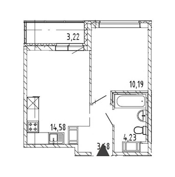 1-комнатная квартира 32.68 м², 15/17 эт., ЖК «Новые горизонты 2»